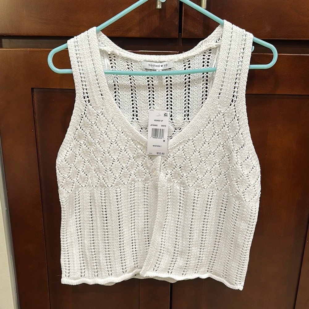 Hooked Up by IOT Ivory Crochet Tank Top